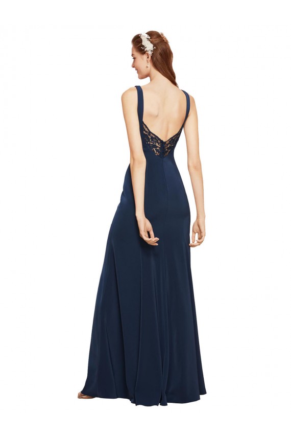 Purchase Stretch Crepe A-Line Long Sleeveless Low Back Prom Dress