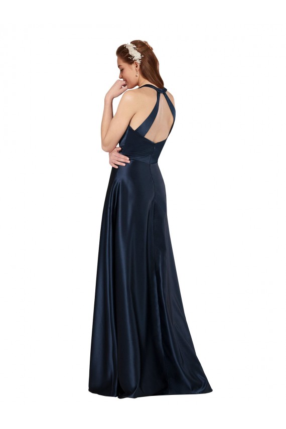 Purchase Satin A-Line Long Sleeveless Keyhole Back Formal Evening Dress