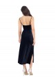 Purchase Stretch Velvet Column Midi Length Sleeveless Low Back Formal Evening Dress