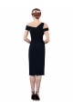 Purchase Stretch Crepe Mermaid Cocktail Length Sleeveless Dark Navy Prom Dresses