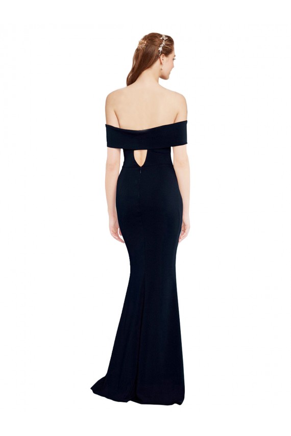 Purchase Stretch Crepe Mermaid Long Sleeveless Keyhole Back Formal Dress