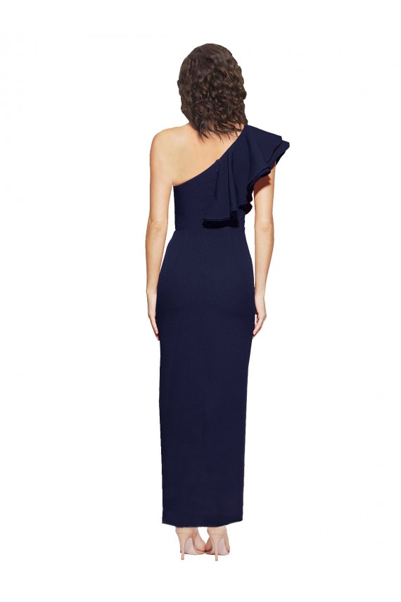 Purchase Stretch Crepe Sheath Sheath Sleeveless Dark Navy Formal Evening Dress