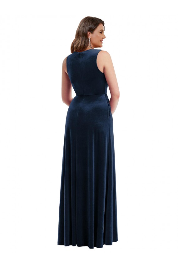 Purchase Stretch Velvet Sheath Long Sleeveless Plus Size Formal Evening Dress
