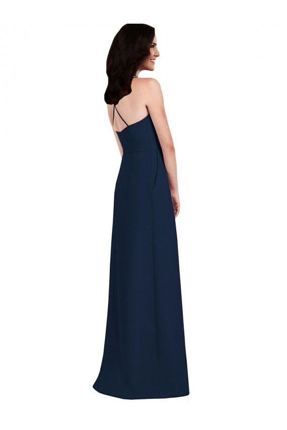 Purchase Stretch Crepe Trumpet Long Sleeveless Criss Cross Open Back Semi Formal Evening Dress