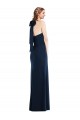 Purchase Stretch Crepe Trumpet Long Sleeveless Dark Navy Open Back Semi Formal Evening Dress
