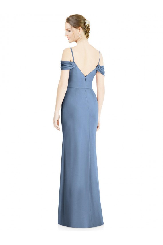 Purchase Soft Chiffon A-Line Long Cold Shoulder Open Back Formal Evening Dress