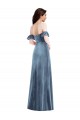 Purchase Stretch Velvet A-Line Long Ruffle Sleeves Low Back Formal Dress