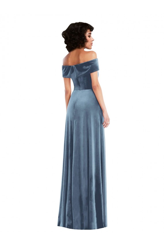 Purchase Stretch Velvet A-Line Long Sleeveless Semi Formal Evening Dress