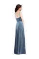 Purchase Stretch Velvet A-Line Long Sleeveless Low Back Semi Formal Evening Dress