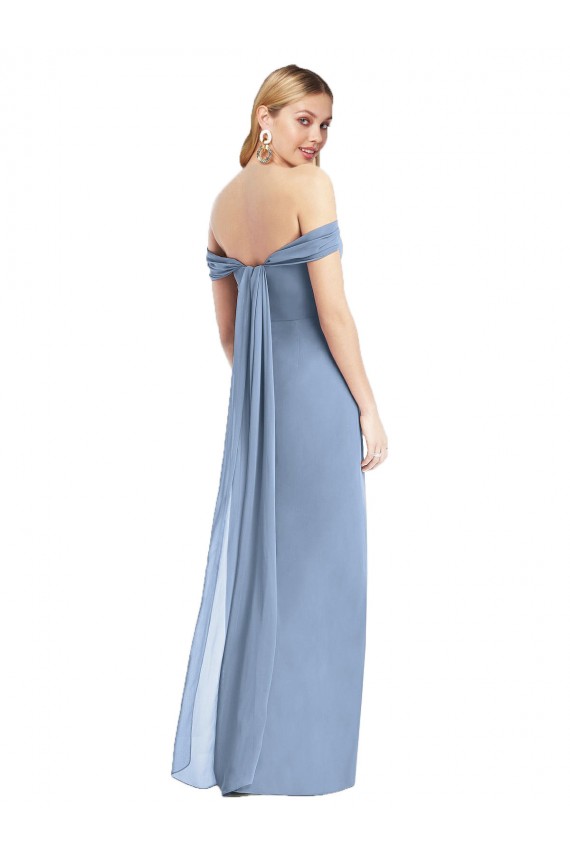 Purchase Soft Chiffon Mermaid Long Sleeveless Low Back Semi Formal Evening Dress