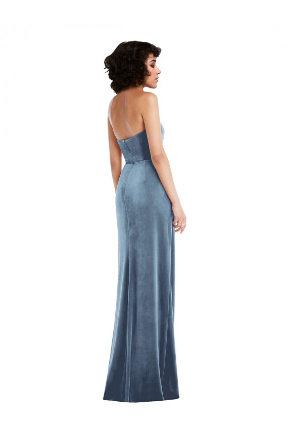 Purchase Stretch Velvet Sheath Long Sleeveless Low Back Formal Evening Dress