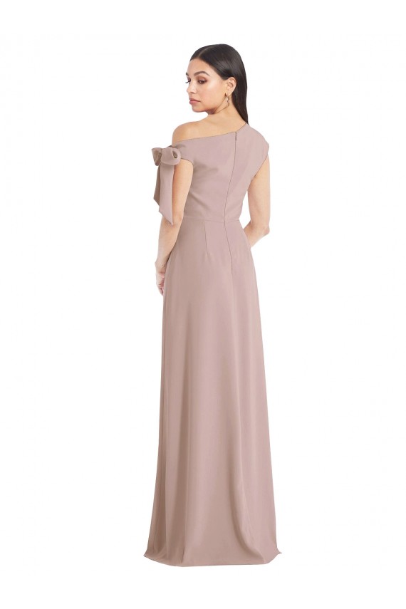 Purchase Stretch Crepe A-Line Long Sleeveless Front Slit Prom Dresses