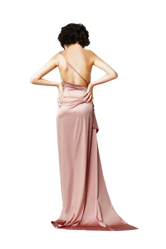 Purchase Silky Satin A-Line Long Sleeveless Open Back Dusty Pink Prom Dresses