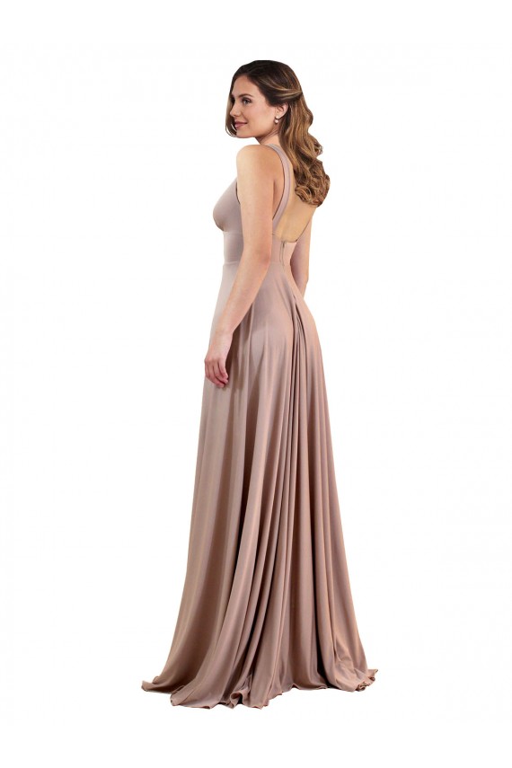 Purchase Spandex A-Line Long Sleeveless Low Back Black Tie Evening Dress