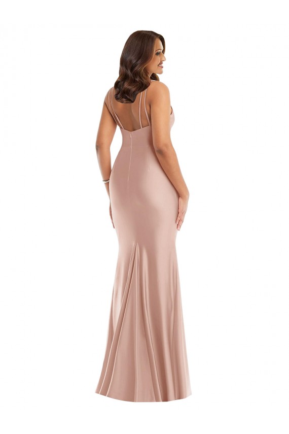 Purchase Silky Satin Mermaid Mermaid Sleeveless Dusty Pink Plus Size Formal Evening Dress