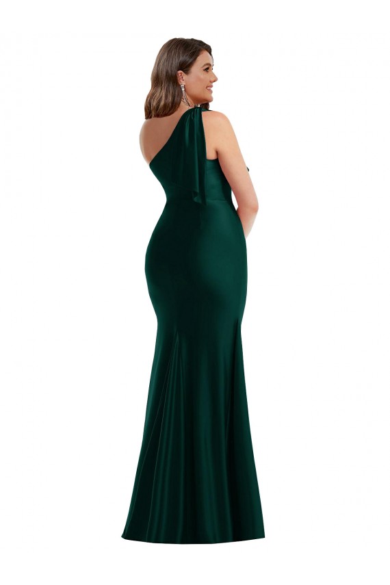 Purchase Silky Satin Mermaid Long Sleeveless Front Slit Prom Dresses