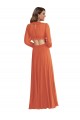 Purchase Soft Chiffon A-Line Long Long Sleeves Open Back High Low Evening Dress