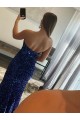 Purchase Velvet Sequin Sheath Sweep Train Sleeveless High Side Slit Prom Dress