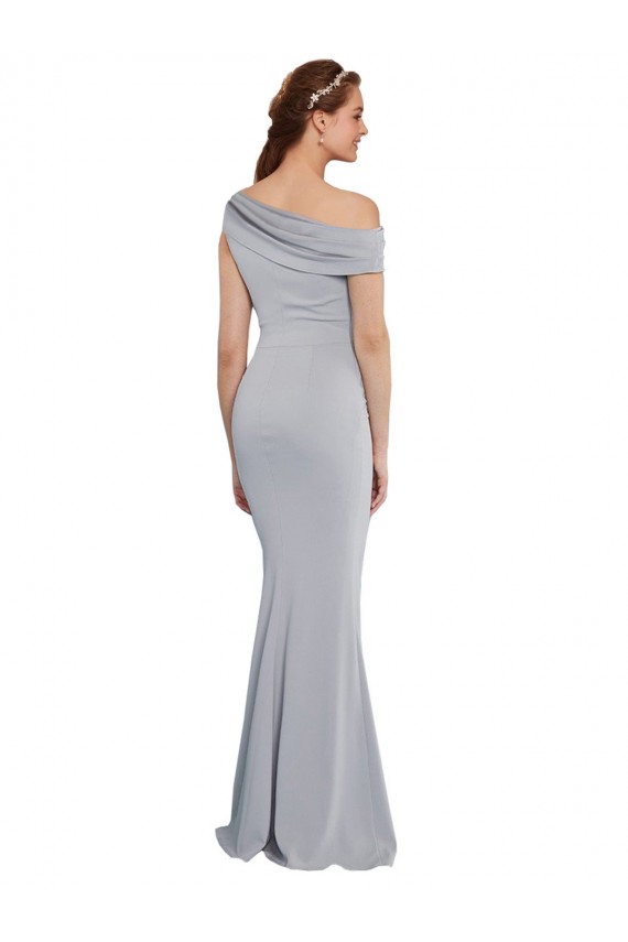 Purchase Stretch Crepe Mermaid Long Sleeveless Grey Formal Dress
