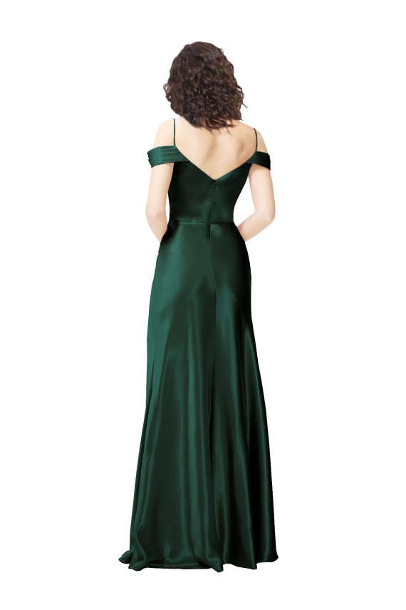 Purchase Stretch Satin A-Line Long Sleeveless V-Back Formal Evening Dress