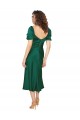 Purchase Silky Satin A-Line Midi Length Short Sleeves Low Back Formal Evening Dress