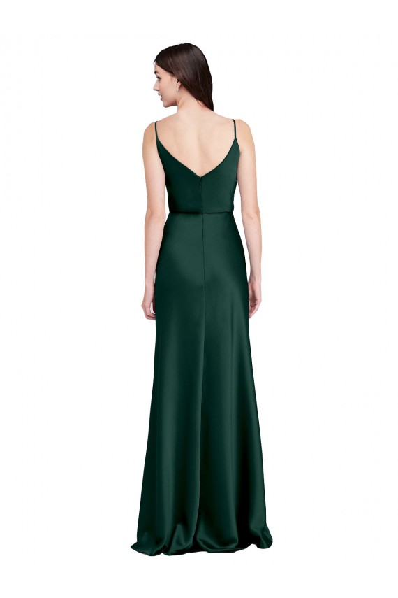 Purchase Stretch Satin Sheath Long Sleeveless V-Back Black Tie Evening Dress