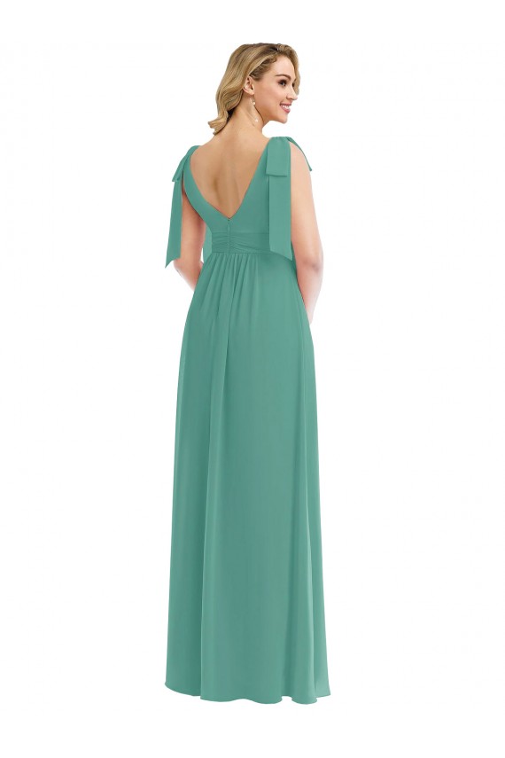 Purchase Soft Chiffon A-Line Sleeveless Icelandic Silver Semi Formal Evening Dress