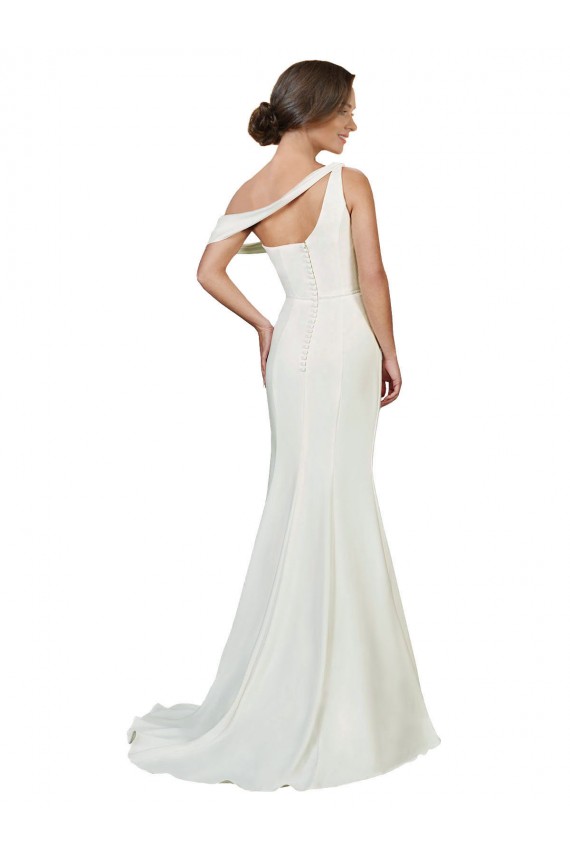 Purchase Stretch Crepe Sheath Sweep Train Sleeveless Formal Evening Dress