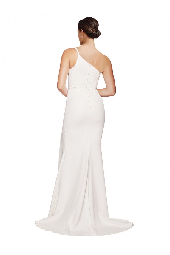 Purchase Stretch Crepe Sheath Sweep Train Sleeveless Ivory Prom Dresses