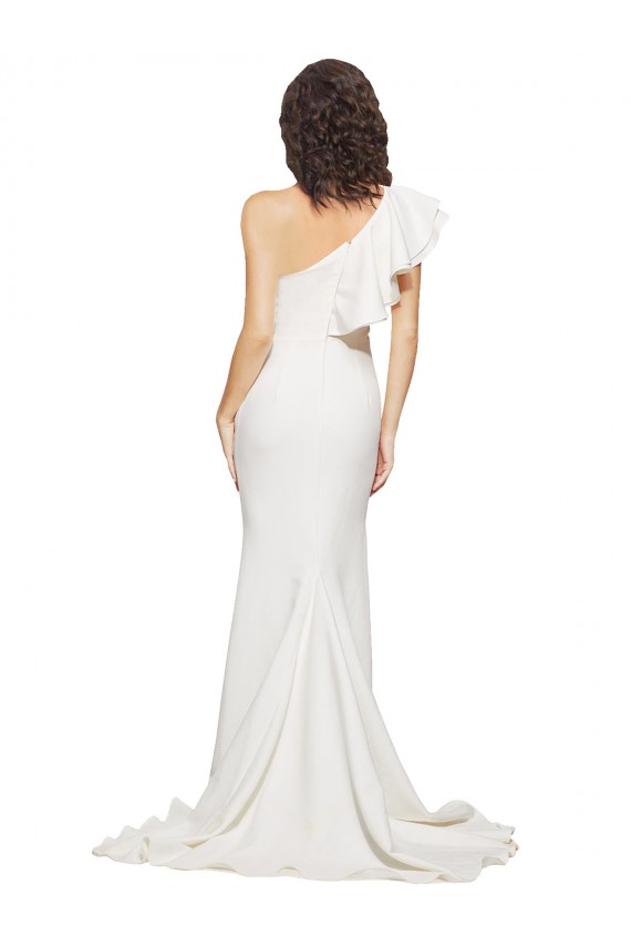 Purchase Stretch Crepe Sheath Sheath Sleeveless Ivory Semi Formal Evening Dress