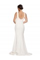 Purchase Stretch Crepe Sheath Sweep Train Sleeveless Low Back Semi Formal Evening Dress