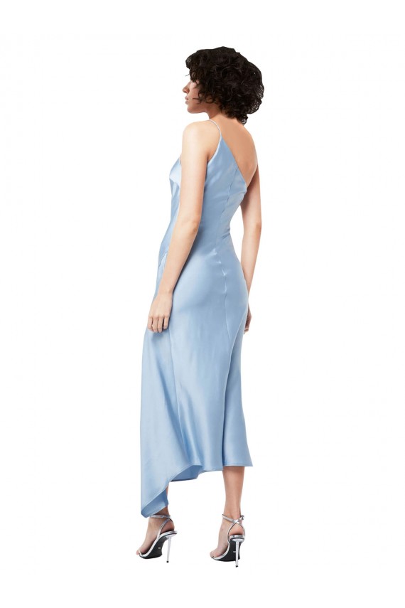 Purchase Silky Satin A-Line Midi Length Sleeveless High Side Slit Prom Dresses