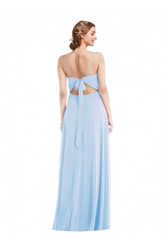 Purchase Soft Chiffon A-Line Long Sleeveless Light Sky Blue Evening Dresses