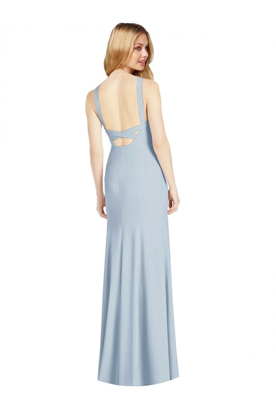 Purchase Stretch Crepe Trumpet Long Sleeveless Backless Formal Evening Dress