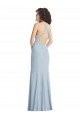 Purchase Stretch Crepe Trumpet Long Sleeveless Criss Cross Back Light Sky Blue Prom Dresses