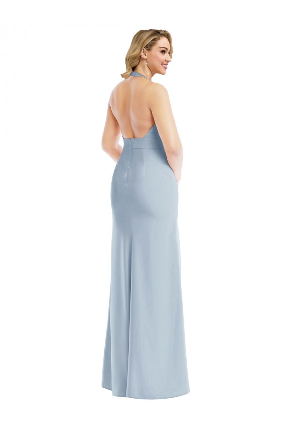 Purchase Stretch Crepe Trumpet Long Sleeveless Open Back Evening Dress