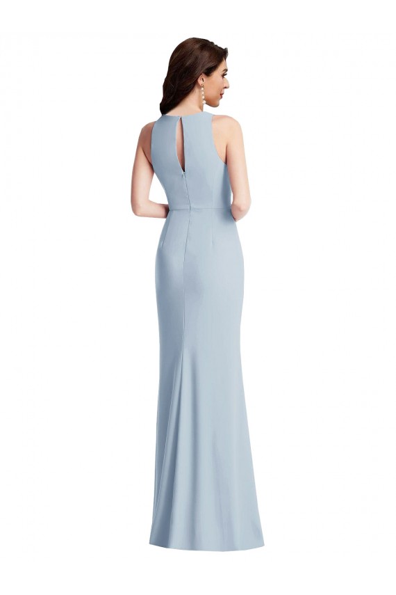 Purchase Stretch Crepe Trumpet Long Sleeveless High Slit Prom Dresses