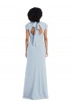 Purchase Stretch Crepe Trumpet Long Cap Sleeves Keyhole Back Semi Formal Evening Dress