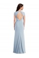 Purchase Stretch Crepe Trumpet Long Cap Sleeves Open Back Formal Evening Dress
