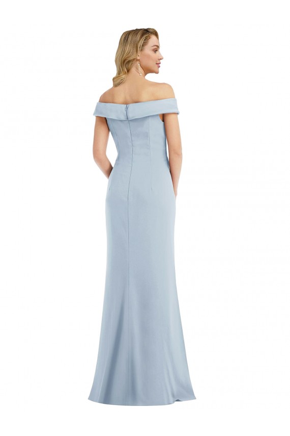 Purchase Stretch Crepe Trumpet Long Light Sky Blue Semi Formal Evening Dress