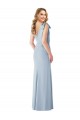 Purchase Stretch Crepe Trumpet Long Sleeveless V-Back Semi Formal Evening Dress
