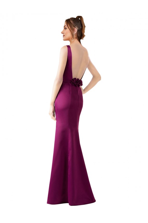 Purchase Satin Sheath Long Sleeveless Open Back Black Tie Evening Dress