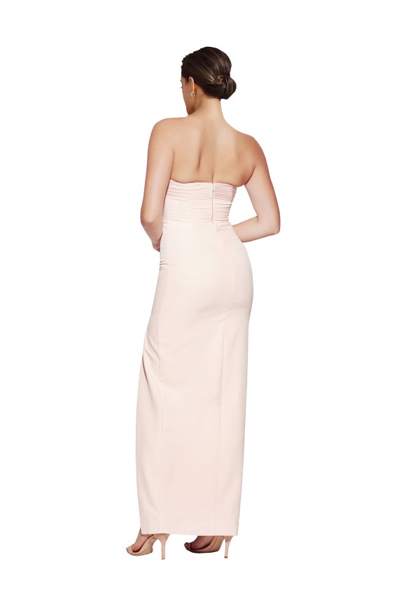Purchase Stretch Satin Mermaid Long Sleeveless Low Back High Slit Prom Dresses
