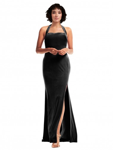 Purchase Stretch Velvet Mermaid Long Sleeveless Low Back Formal Evening Dress