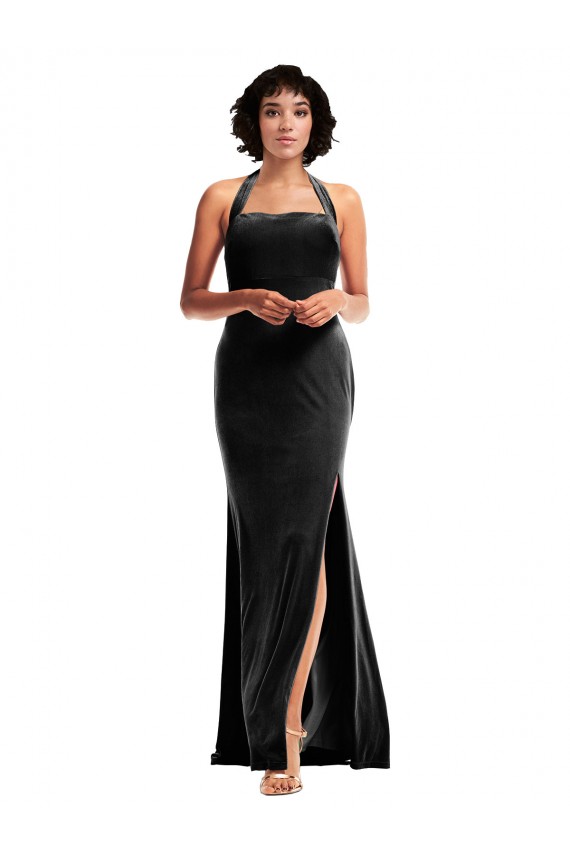 Purchase Stretch Velvet Mermaid Long Sleeveless Low Back Formal Evening Dress