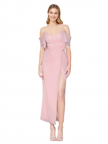 Purchase Soft Chiffon Mermaid Knee Length Cold Shoulder Formal Evening Dress