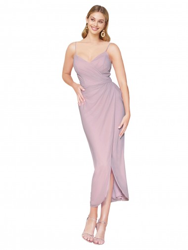 Purchase Soft Chiffon Mermaid Knee Length Sleeveless V-Back High Low Evening Dress