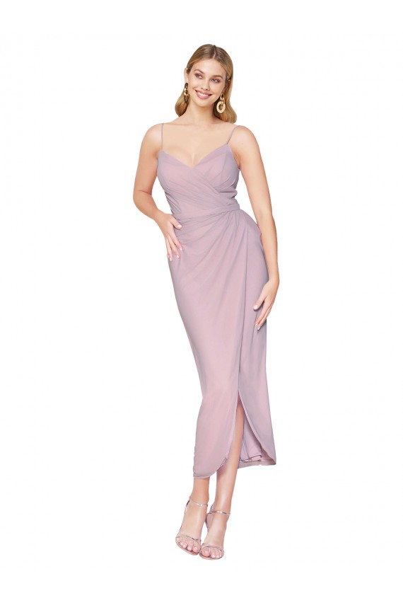 Purchase Soft Chiffon Mermaid Knee Length Sleeveless V-Back High Low Evening Dress