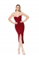 Purchase Stretch Crepe Mermaid Knee Length Sleeveless Burgundy Prom Dresses