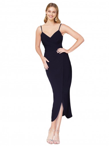 Purchase Stretch Crepe Mermaid Knee Length Sleeveless V-Back Formal Dress